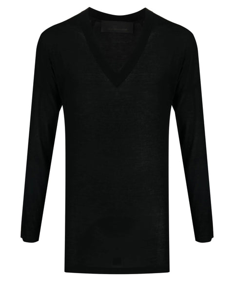 Long Sleeve Black V-neck