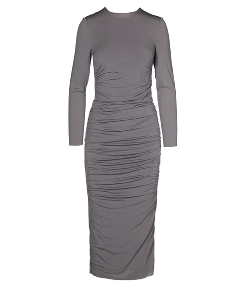 Dark Grey Wrinkled Dress