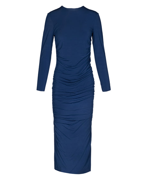 Dark Blue Wrinkled Dress