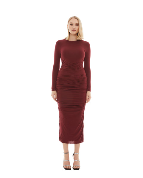 Marsala Wrinkled Dress