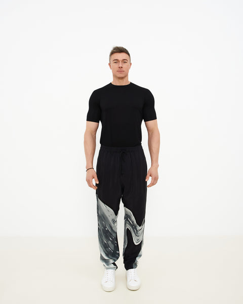 Light Viscose Monochrome Print Trousers
