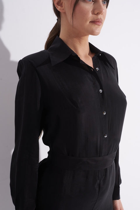 Black Cupro Jumpsuit