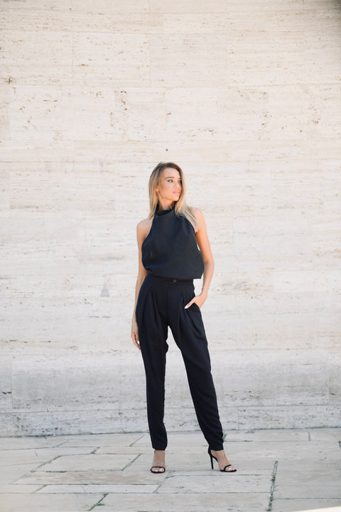 Asymmetric Button Trousers