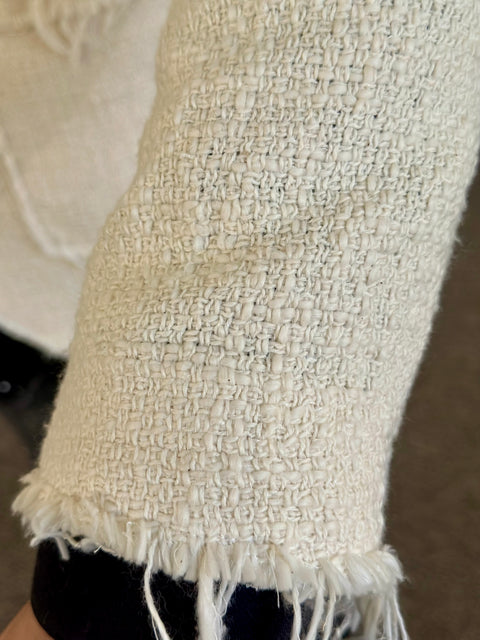 White Fringe Blazer