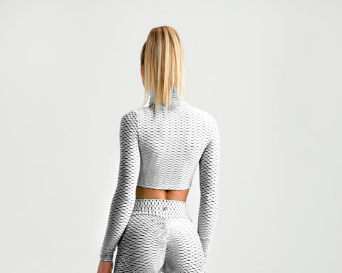 Crop zipper top 3D - White