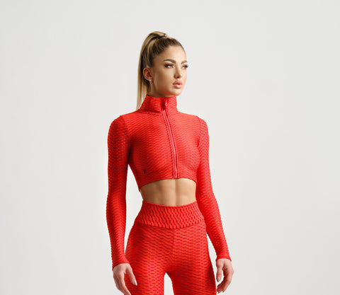 Crop zipper top 3D - Red