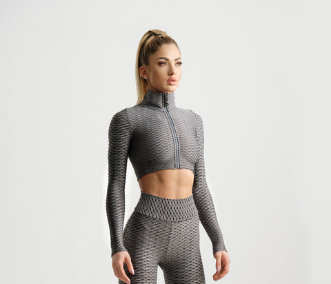 Crop zipper top 3D - Grey