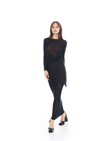 Black Asymmetric Long Dress